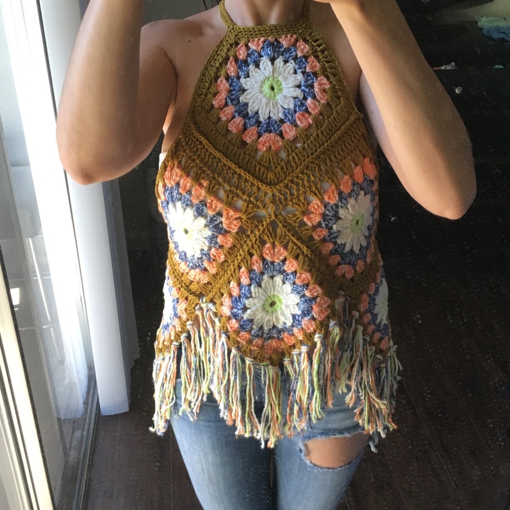 Free People Summer Love Halter Crochet Top XS/S - Picture 6 of 6